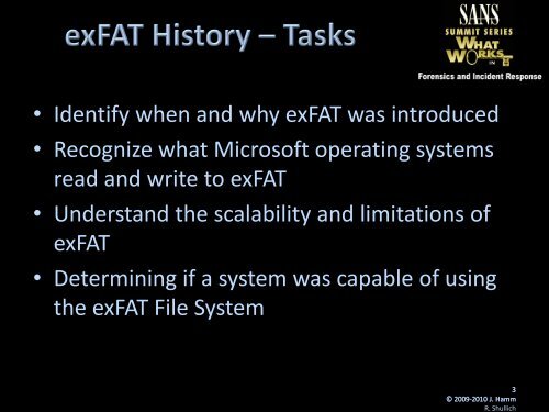 exFAT History - SANS Computer Forensics
