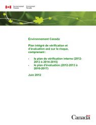 Environnement Canada Plan intégré de vérification et d'évaluation ...