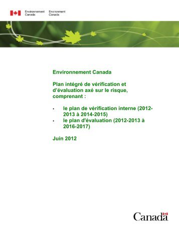 Environnement Canada Plan intégré de vérification et d'évaluation ...