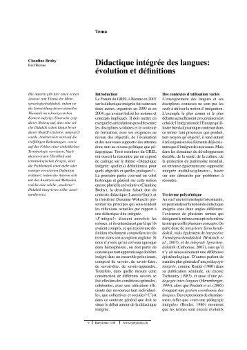 Didactique intégrée des langues: évolution et définitions - Babylonia