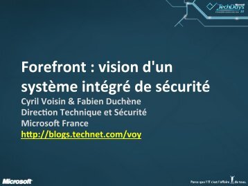 SEI101 - Forefront-vision système sécurité intégré ... - Fabien Duchene