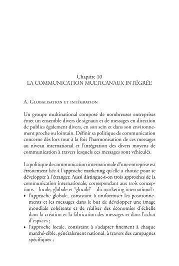 Chapitre 10 LA COMMUNICATION MULTICANAUX INTÉGRÉE A ...