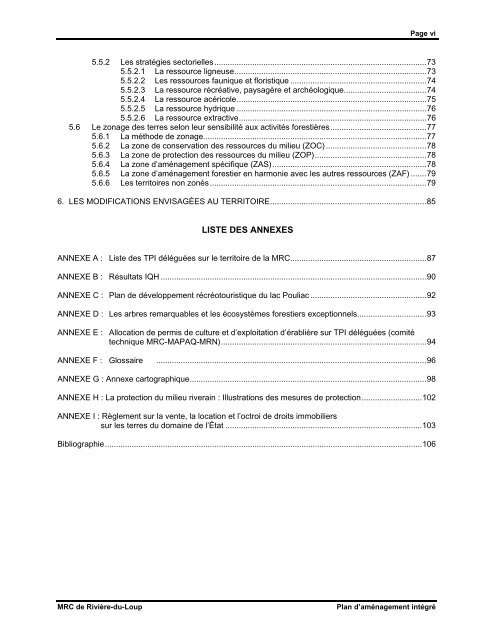 Plan d'aménagement intégré - MRC de Rivière-du-Loup