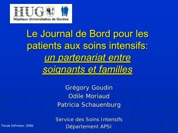 Le Journal de Bord pour les patients aux soins intensifs - HUG