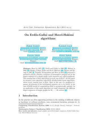 On Erd˝os-Gallai and Havel-Hakimi algorithms