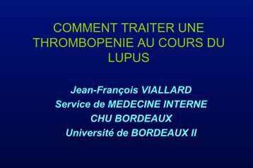 Traitement de la thrombopénie au cours du Lupus