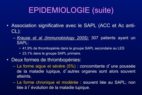 Traitement de la thrombopénie au cours du Lupus