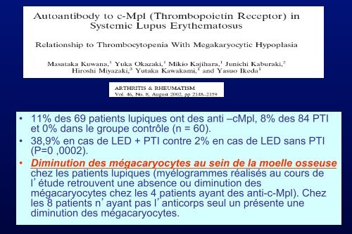 Traitement de la thrombopénie au cours du Lupus