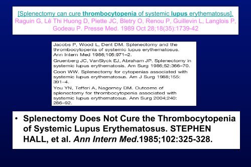 Traitement de la thrombopénie au cours du Lupus