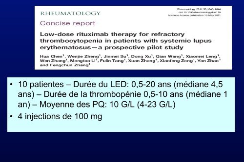 Traitement de la thrombopénie au cours du Lupus