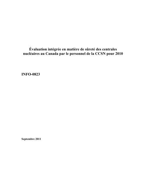 Évaluation intégrée en matière de sûreté des centrales nucléaires ...