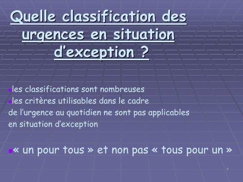 Sédation et Analgésie en situation de catastrophe ou d'exception