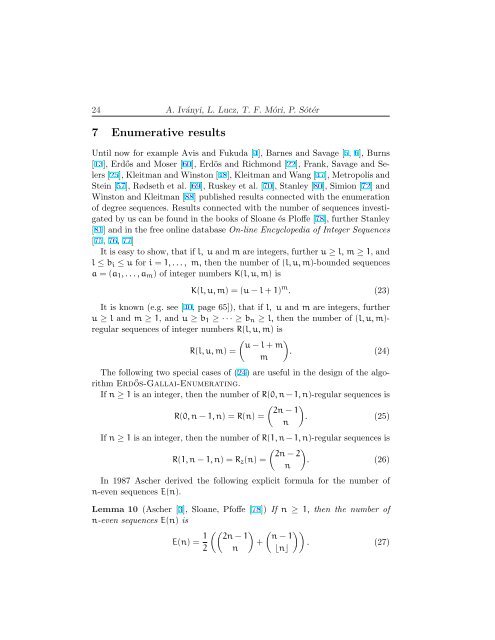 On Erd˝os-Gallai and Havel-Hakimi algorithms