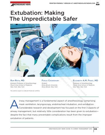 Extubation: Making The Unpredictable Safer - Anesthesiology News