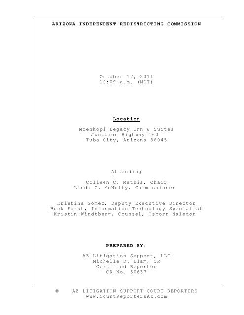 Transcript Independent Redistricting Commission Transcript Independent Redistricting Commission