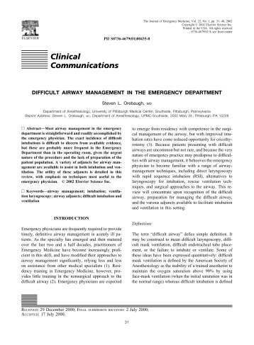 Difficult airway management in the emergency department.