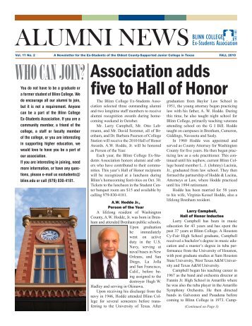 Alumni News - Fall 2010 - Blinn College