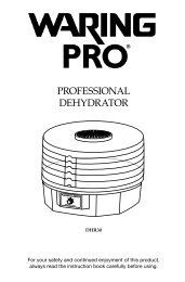 DHR30 Professional Food Dehydrator Instruction Booklet - Waring Pro