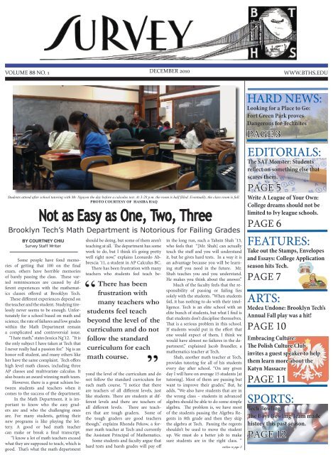 Bths Regents Schedule 2022 Survey_Vol_1_Dec_2010 - Brooklyn Technical High School