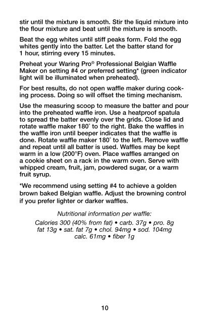 WMK600 Series Professional Double Waffle Maker ... - Waring Pro