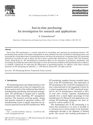 Just-in-time purchasing: An investigation for research and ... - GRACO