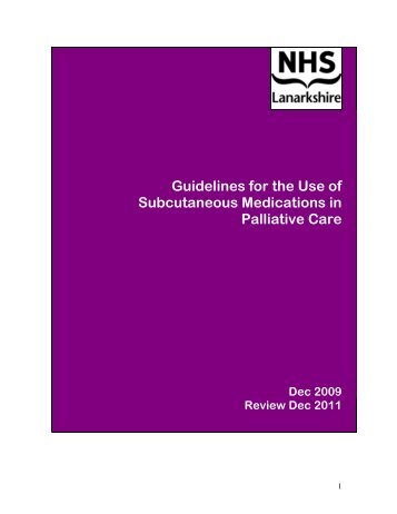 Guidelines for the Use of Subcutaneous ... - NHS Lanarkshire
