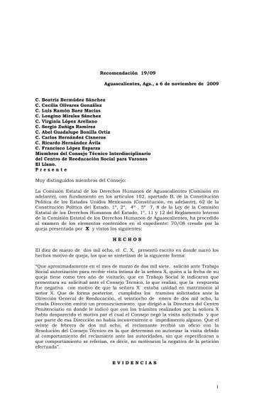 19/09 - Comisión Estatal de Derechos Humanos de Aguascalientes