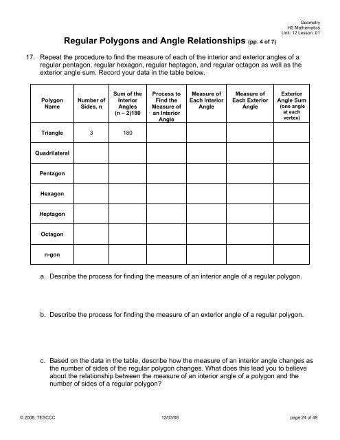 Regular Polygons and Angle Relationships