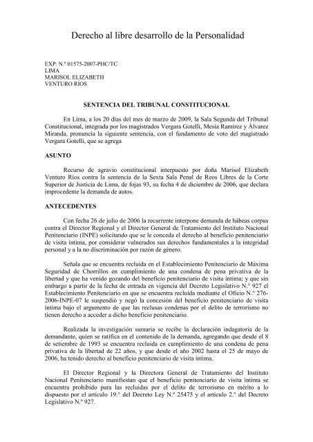 Derecho al libre desarrollo de la Personalidad - Tribunal ...