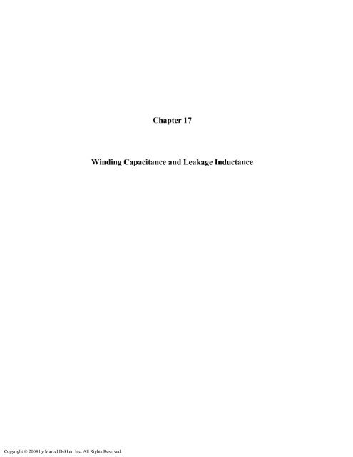 Winding Capacitance and Leakage Inductance