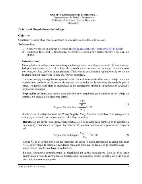 Un regulador de voltaje es un circuito que intenta proveer un voltaje ...