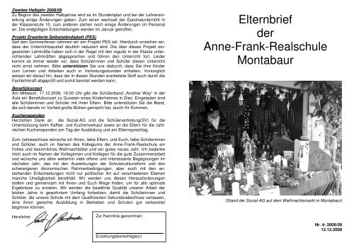 Elternbrief der Anne-Frank-Realschule Montabaur