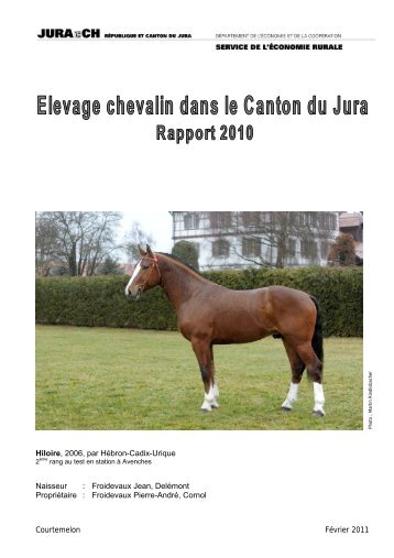 Rapport - Elevage chevalin 2010 - République et Canton du Jura