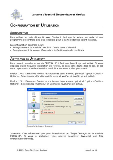 LA CARTE D 'IDENTITÉ ET FIREFOX - CIRB