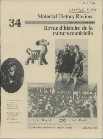 Revue d'histoire de la culture materielle - Memorial University's ...