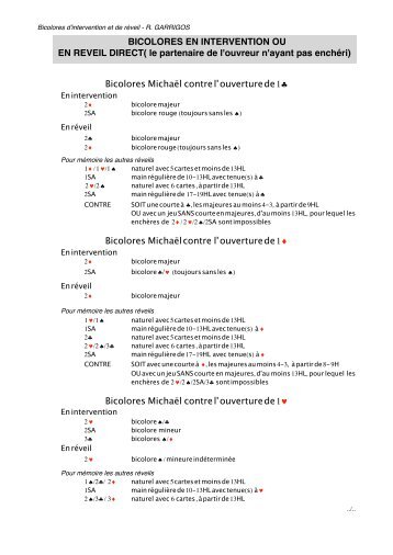 Bicolores en intervention et en réveil