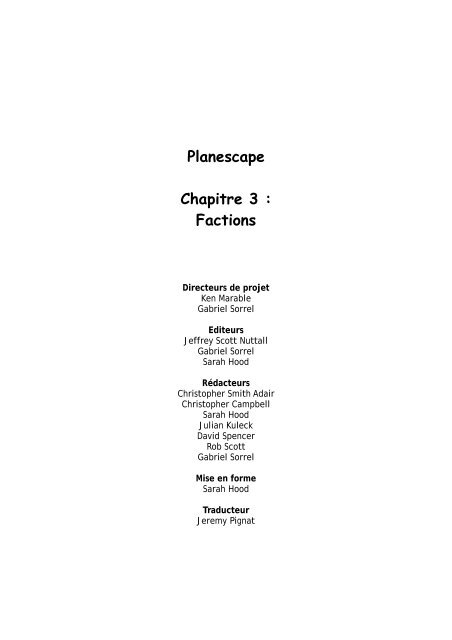 Planescape Chapitre 3 : Factions
