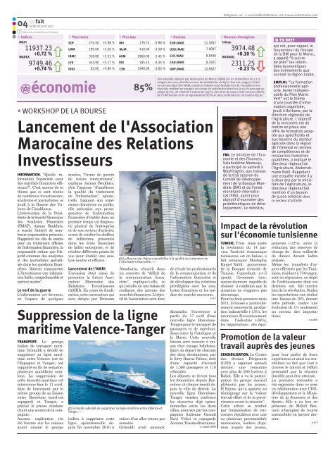 Edition du lundi 18 avril 2011 - Aufait Maroc