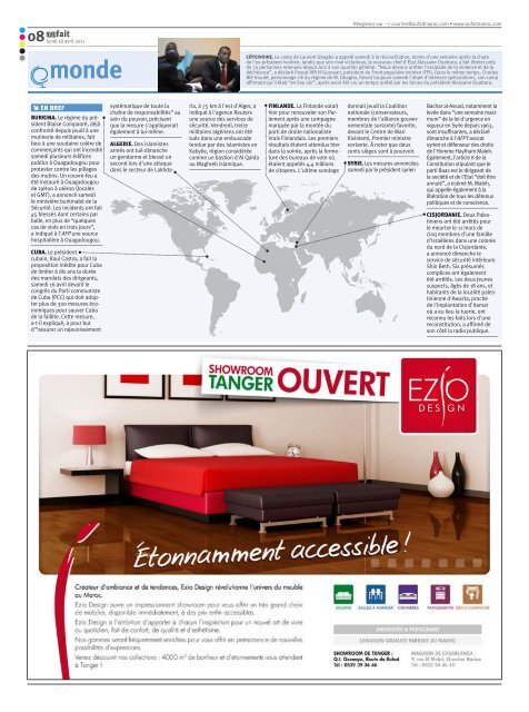 Edition du lundi 18 avril 2011 - Aufait Maroc