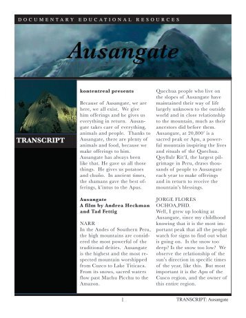 Ausangate - Documentary Educational Resources