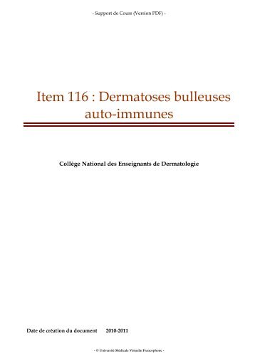 Item 116 : Dermatoses bulleuses auto-immunes