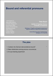 Bound and referential pronouns - Cognitive Science