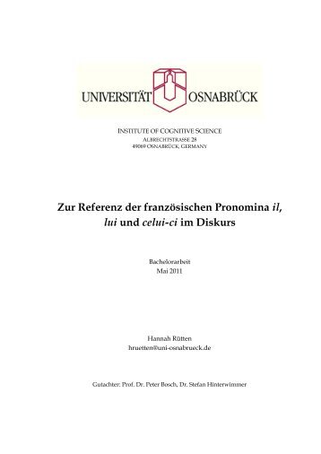 Zur Referenz der französischen Pronomina il, lui ... - Cognitive Science