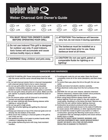 Weber Charcoal Grill Owner's Guide