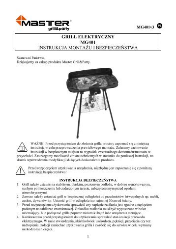 grill elektryczny mg401 instrukcja montażu i ... - MastergrillParty