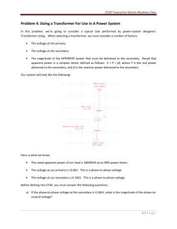 ETAP Tutorial for Electric Machines Class