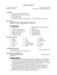 Resume - University of North Carolina at Charlotte