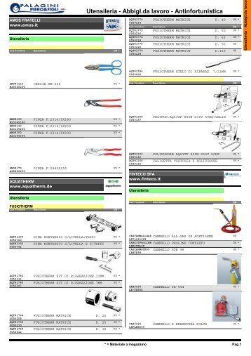 Utensileria - Abbigl.da lavoro - Antinfortunistica - Palagini