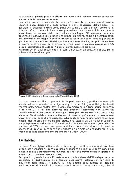 Studio sulla presenza della lince - Università degli Studi di Padova