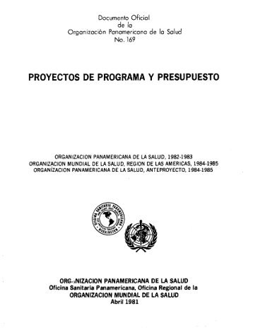 PROYECTOS DE PROGRAMA Y PRESUPUESTO - PAHO/WHO